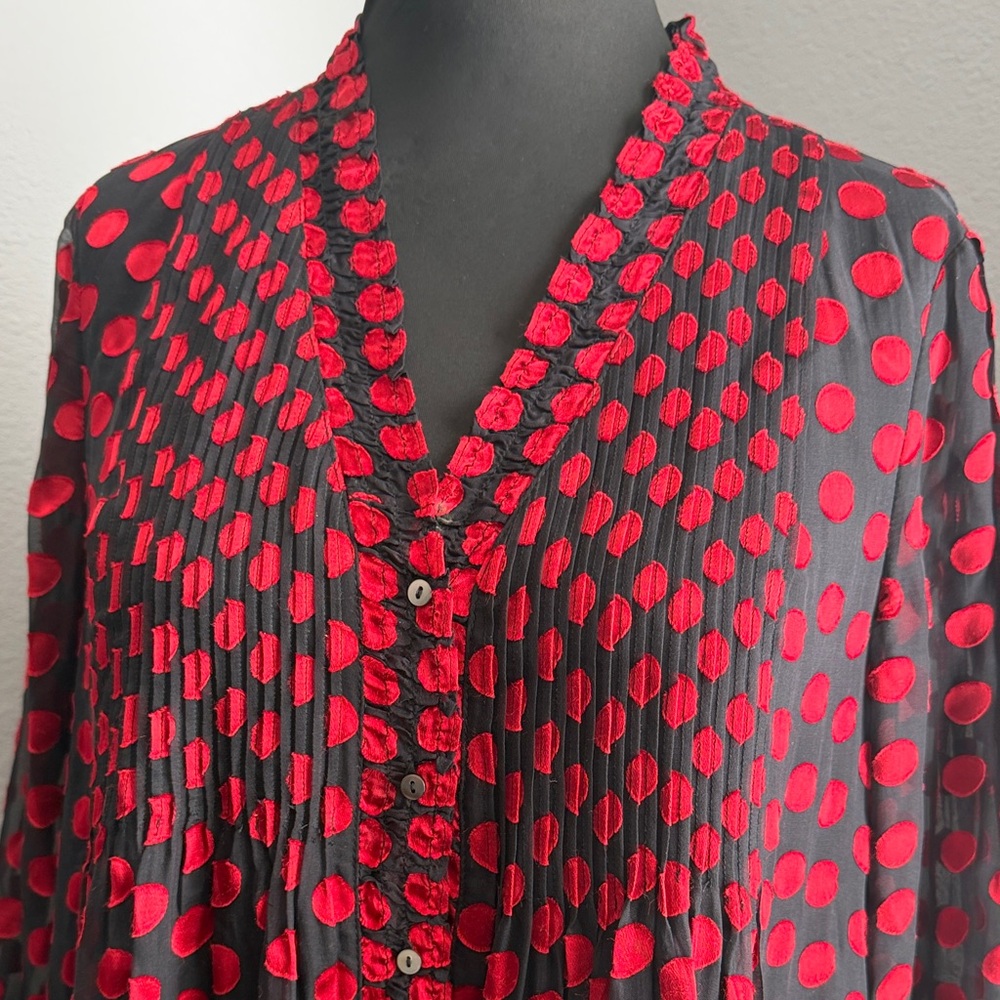 Diane Von Furstenberg Red and Black Polka Dot Print Mini Dress Size 8 - Picture 3 of 15